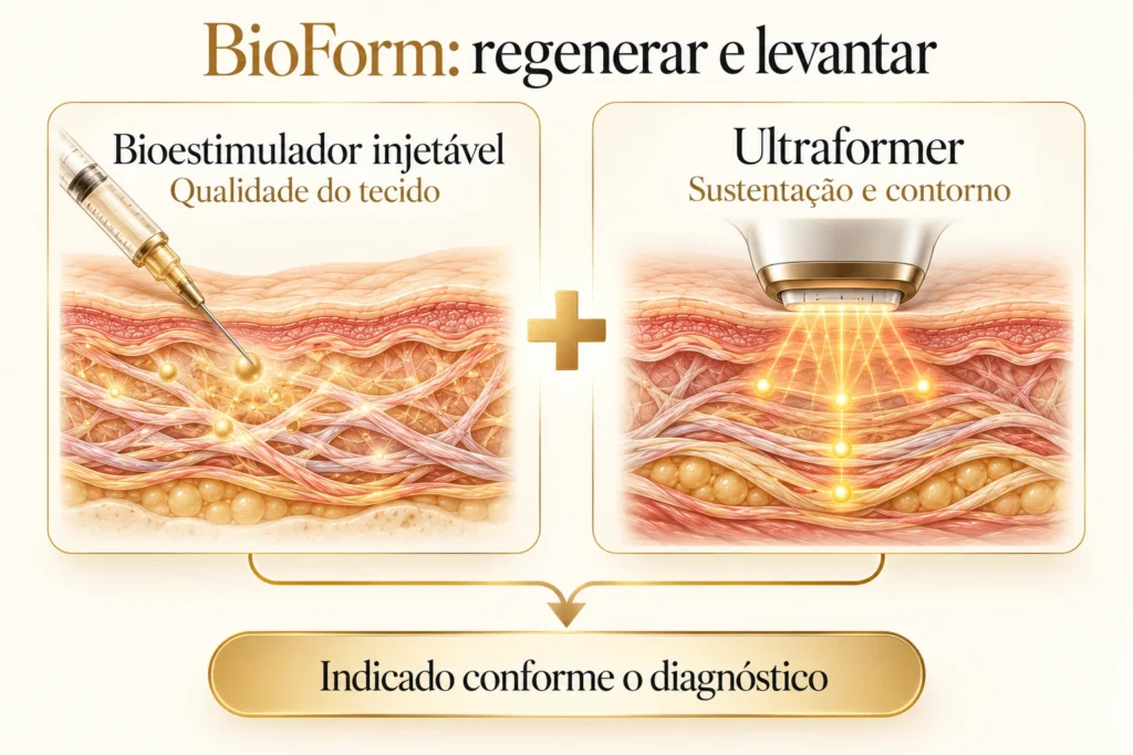 BioForm: bioestimulador injetável associado ao Ultraformer para regenerar e levantar o rosto